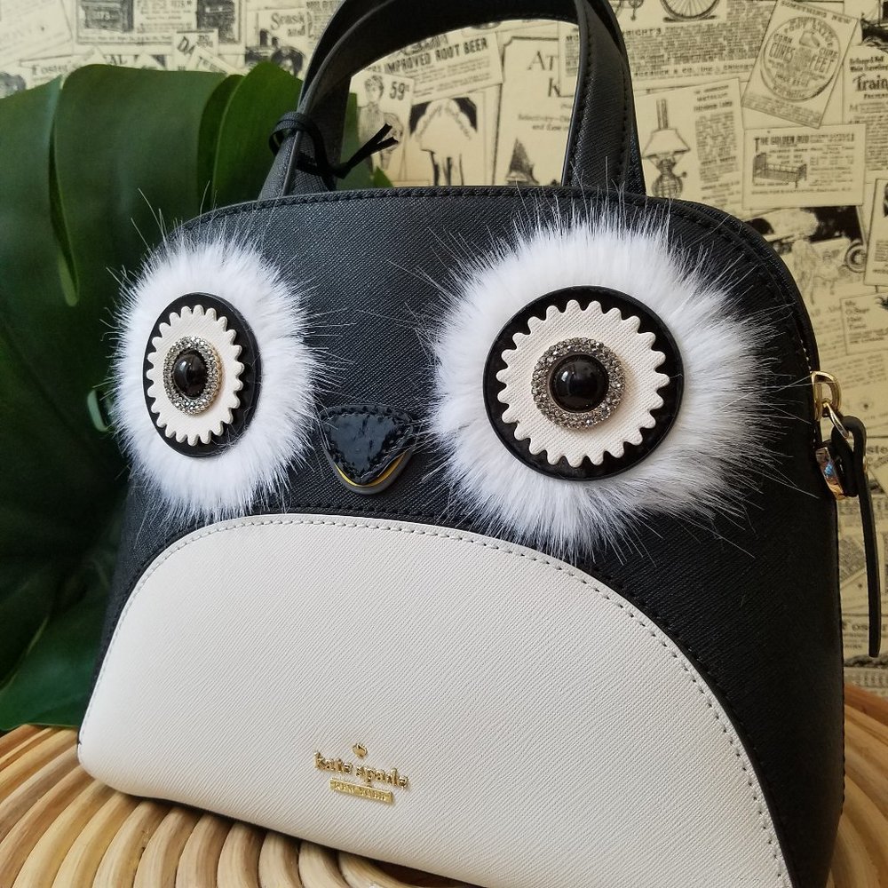 Kate Spade Small Lottie Penguin Black Satchel - Picture 8 of 9